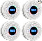 Smoke Detector Carbon Monoxide Detector Combo with Digital Display and Sound Light Alarm, 2-in-1 Smoke & CO Alarm with Battery Operated for Home, Travel or RV