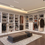 Tall Hanging Closet Unit, Modular Closet System, Wood Closet System Organizer with Storage for Walk In Closets, Clothing Rack Wardrobe Closet for Hanging Clothes, Bedroom, White, 28.5"W