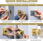 Mega Handles SUANA Passage Door Knob for Hallway, Closet and Bathroom, Reversible Heavy Duty Design Door Knobs, Fits All Standard Door Sizes, Screws Included - Satin Brass (1 Pack)