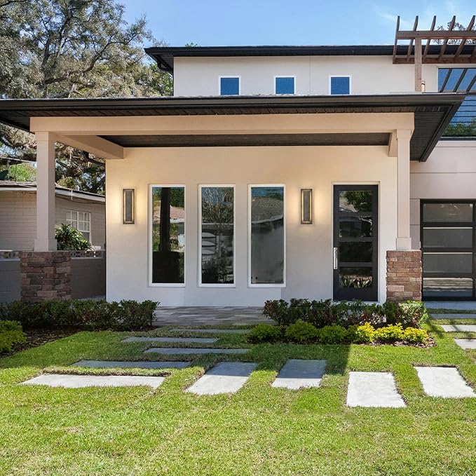 tewei LED Outdoor Wall Lights, 15.7'' Modern Outdoor Indoor Wall Sconce Large Exterior Lighting Fixtures Outside Front Door Lights for House, Hallway, Warm White 3000K, Antique Black, 1 Pack