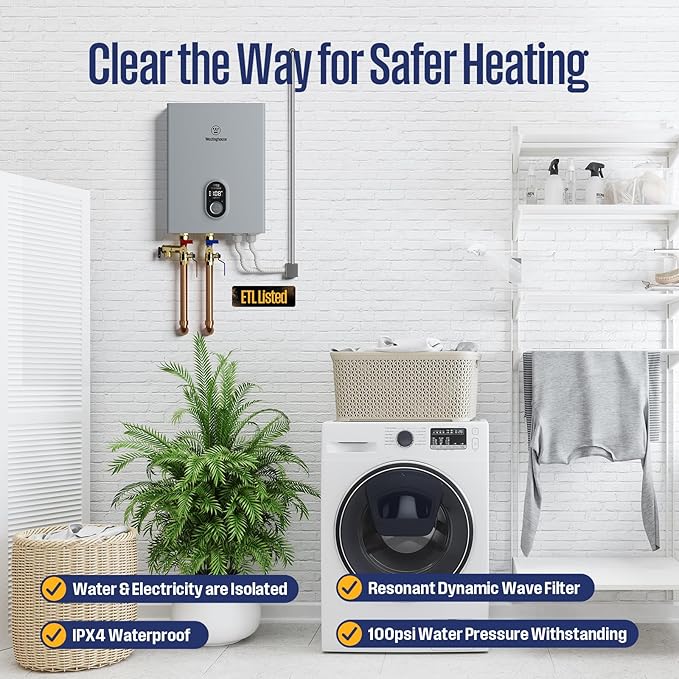 Westinghouse 18kW 240V Tankless Water Heater Electric, Up to 4.2 GPM, WiFi Control Compatible with Alexa & Google Home, ETL, IPX4, Apolo 2.0 Gray.