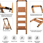 Step Ladders 3-Step Woodgrain Finish Aluminum Folding Step Stool Wide Pedal,Anti-Slip Portable Sturdy for Home & Kitchen Office 330 lbs