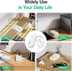 Surge Protector Power Strip - 8 AC Outlets & 6 USB Ports (4A/2C), 1080J Extension Cord with Multiple Outlets, 2-Sided Outlet Extender, 10FT Extension Cord, Wall Mount for Travel, Dorm Room