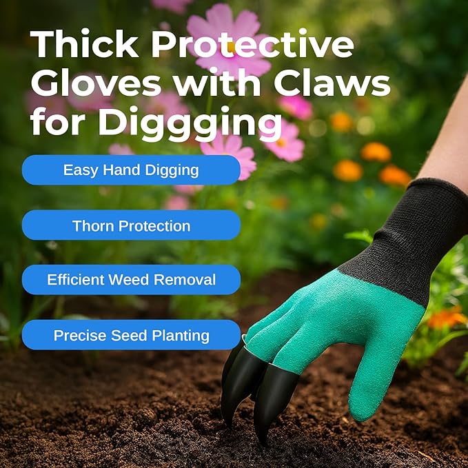 Scuddles 9-Piece Garden Tool Set – Heavy Duty Stainless Steel Gardening Tools with Non-Slip Rubber Grip Handles, Weed Puller Tool, Garden Gloves with Fingertip Claws, and Reinforced Storage Tote Bag