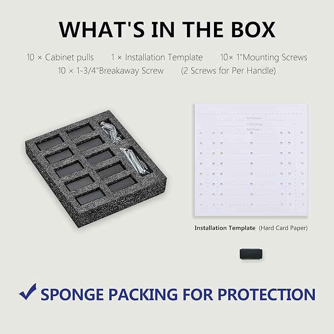 10 Pack Kitchen Cabinet Knobs, Matte Black Dresser Drawer Knobs and Pulls for Bathroom Cabinets