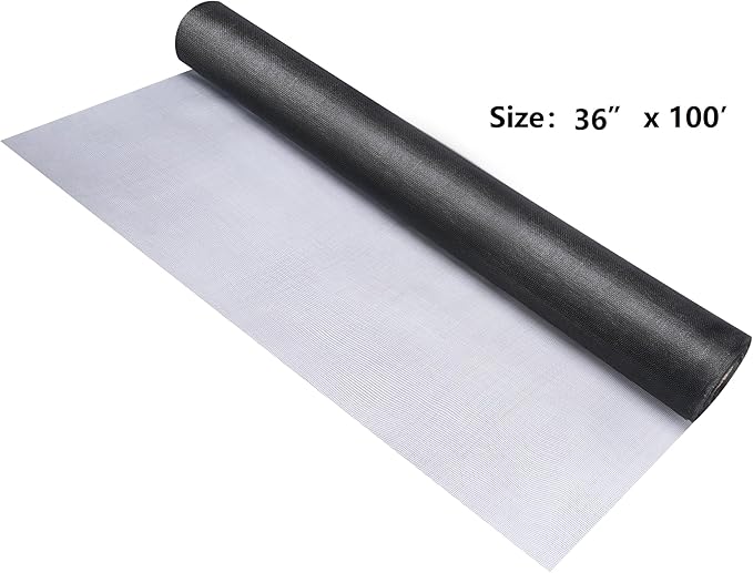 Fiberglass Window Screen Roll 36” x 100’ Easy to Use Black Replacement Window Screens for House Windows or Door