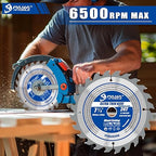 7-1/4-Inch 24-Tooth Circular Saw Blade, 0.063" Ultra Thin Kerf Blade 20mm Bore (16mm Reduction Ring Included), ATB Framing Blade for Wood Fast Cutting
