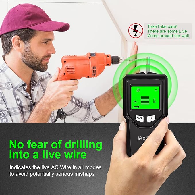 Stud Finder Wall Scanner - 5 in 1 Stud Finder Tool w/Smart Chip and HD LCD Display, Stud Detector Beam Finders for the Center and Edge of Wood AC Wire Metal Studs Joist Pipe (‎‎black Seaweed)