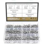 327 Pieces #6#8#10 Phillips Countersunk Head Self-Tapping Screws, Wood Screws Assortment Kit, 304 Stainless Steel