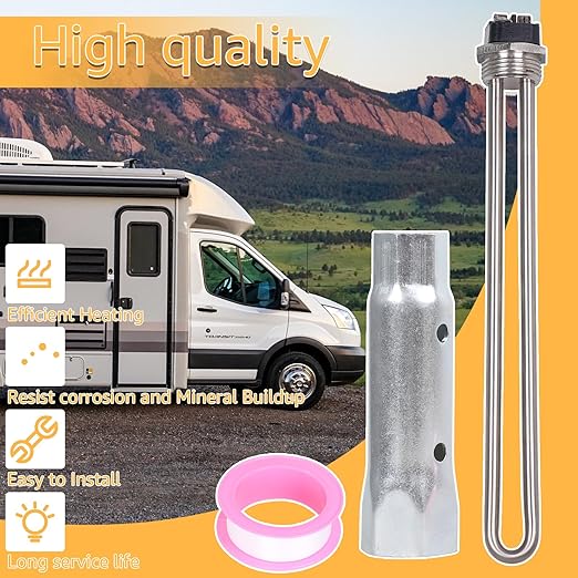 520900 RV Water Heater Element Kit,Compatible Replacement for Suburban SW Series Electric Water Heater (Part 520789, 232794) Includes Screw-in Heating Element, Wrench Socket, and Tape