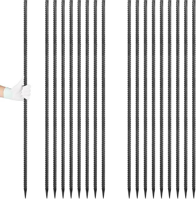 Rebar Stakes 36 inches 16-Pack Concrete Form Stakes Straight 3/8" Diameter Rebar Ground Metal Stakes for Landscaping, Securing Fence, Garden Plants Support, Survey Markers and Securing Trees
