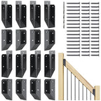 201 Stainless Steel 2" x 4" (1 ½" x 3 ½" Actual) Deck Railing 45° Stair Connectors, for Deck Railing Stair Handrail Connection Installation Deck Railing Bracket (8 Pair-Black)