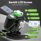 Huepar 16 Lines Self Leveling Laser Level 4x360° Cross Line Laser with Receiver -LCD Screen, 4D Bluetooth Green Beam Tiling Floor Laser Tool, 360° Horizontal/Vertical Laser Kit -Remote Control S04-5RG