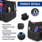 WORKPRO 16-inch Wide Mouth Tool Bag with Water Proof Molded Base
