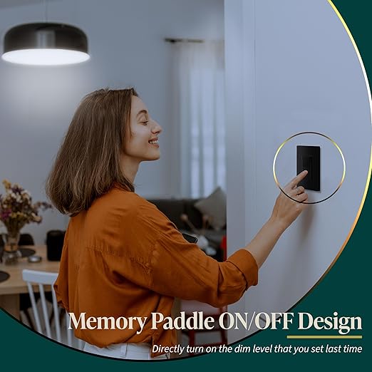 TOPGREENER Kalide Dimmer Light Switch, LED Dimmer Switch, Full Range Dimming, Single Pole/3-Way, 120VAC, 60Hz, 300W LED/CFL, Neutral Wire Not Required, Wall Plate Included, Black, 2 Pack