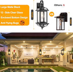 18” Dusk to Dawn Outdoor Lights for House 2-Pack, Anti-Rust Aluminum Exterior Light Fixtures with Fully Enclosed Bottom Outside Wall Lanterns IP65 Waterproof Porch Lights, Modern Black