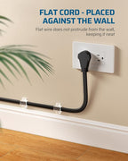 DEWENWILS 6FT 360° Rotating Flat Plug Extension Cord/Wire, 16AWG Multi 3 Outlet Extension Cord, 3 Prong Grounded Wire for Small Appliances, 2 Pack, Black