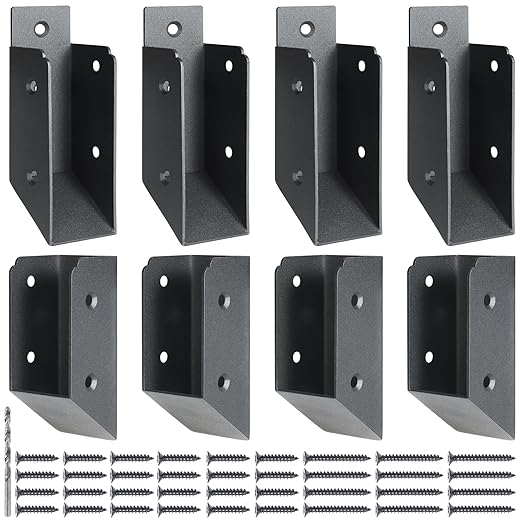 201 Stainless Steel 2" x 4" (1 ½" x 3 ½" Actual) Deck Railing 32.5°Stair Connectors, for Deck Railing Stair Handrail Connection Installation Deck Railing Bracket (4 Pair-Black)