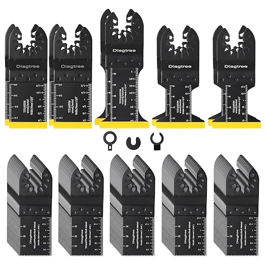 Oscillating Saw Blades, Diagtree 115PCS Titanium Oscillating Multitool Blades for Metal, Wood and Plastic, fit Dewalt Milwaukee Ryobi Fein Dremel Bosch Rockwell Makita Porter(Titanium, 115)