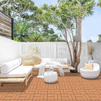 Goovilla Plastic Interlocking Deck Tiles, 27 Pack Outdoor Patio Flooring, 12"x12" Interlocking Decking Tile Outdoor All Weather Use, Waterproof Patio Pavers for Pool Balcony Backyard Porch, Khaki