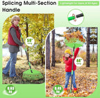 Garden Leaf Rake,16.5” Wide Plastic Leaf Rake for Lawn with 30” Long Handle, Plastic Yard Raking Tools for Lawn Turf Leaves Grass Thatch Debris Pine Needle Cleanup, Lightweight for Kids