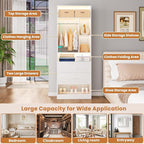 8FT Closet System with 8 Wood Drawers, 96" Closet Organizer System with 20+ Small Shelves & 2 Hanging Rods, Walk-in/Nursery Closet Systems, Set of 4, White (96" L x 15" W x 80" H)