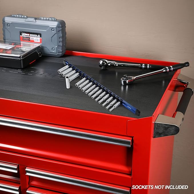 ARES 60042-1/4-Inch Drive Blue Aluminum Socket Organizer - Store up to 16 Sockets and Keep Your Tool Box Organized - Sockets Will Not Fall Off this Rail