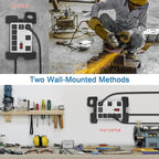 Heavy Duty Power Strip with USB, Workshop 8 Outlet Surge Protector 2700 Joules, Grey Industrial Metal 15Amp Power Strip, 15FT Extension Cord and Wide Spaced.