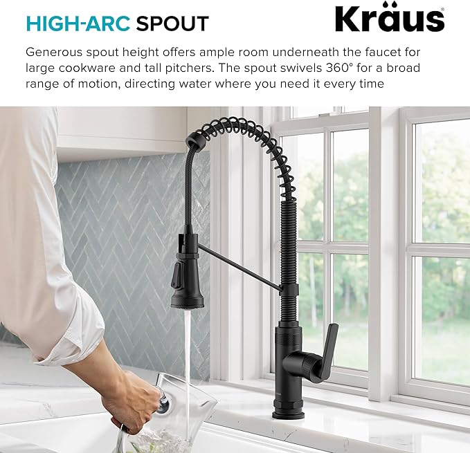 KRAUS Allyn Commercial Style 2-Function Single Handle Pull Down Kitchen Faucet in Matte Black, KPF-4110MB