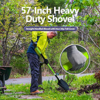Shovel for Digging, Heavy Duty Gardening Shovel 57 Inch Straight Handle Round Blade with Non-Slip Tail Cover, Lawn and Yard Tools, Fiberglass Handle(Green)