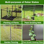 AAGUT Rebar Stakes 16 inch (34pcs) Heavy Duty 3/8” Ground Anchors Steel Garden Stakes Metal Straight Camping Tent Spikes with Chisel Point End for Hard Soil, Black Powder Coated