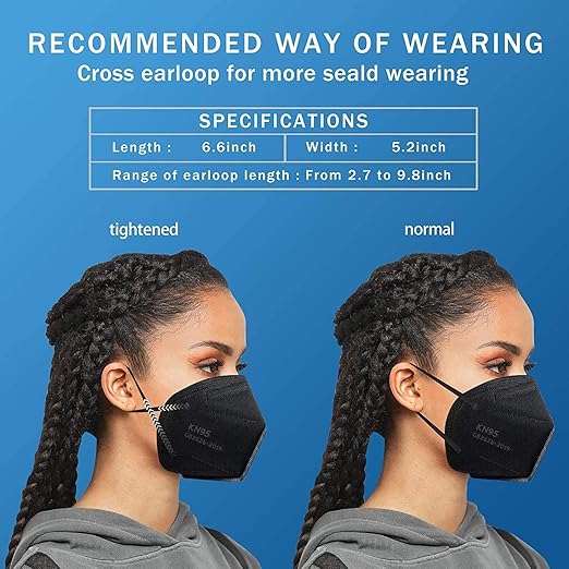 Hotodeal KN95 Face Mask 60 PCs, Black KN95 Mask, 5 Layers Cup Dust Mask, for Men, Women, Healthcare Worker, Essential Workers