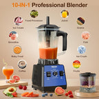 Blender, Smoothies Blenders, PRASKY Max.2400Watts/1000Watts Kitchen Blender and Grinder Combo 25000RPM Powerful Kitchen 68oz BPA Free 2 Containers Countertop Blenders Ice Crushing (Blue)