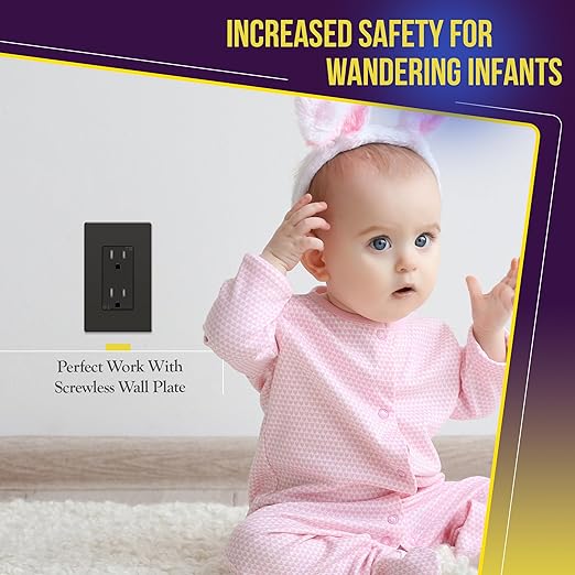 ENERLITES, Dark Bronze Elite Series Decorator Receptacle Outlet Child Safe Tamper-Resistant, Self-Grounding, 2-Pole, Residential Grade, 15A 125V, UL Listed, 61501-TR-DB