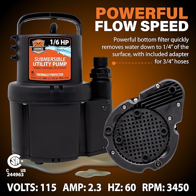 Chromex Tankless Water Heater Flush Kit with Concentrated Vinegar, Dilutes to 4 Gallons and 1/6HP Extra Strength Pump