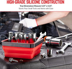 Collapsible Magnetic Parts Tray Set - (Pack of 3) Tool Trays for Screw, Bolts, Nuts, Washers, Pins and Other Small Metal Parts - 4.25 Inch Square - Red, Blue, and Green