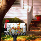 Happy Thanksgiving Mailbox Covers Magnetic Oversized Fall Gnomes Pumpkins Mailbox Cover Large Size 25.5x21 Inch Decor Black White Plaid Letter Post Box Wraps for Garden Outdoor