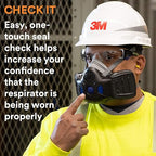 3M Respirator, Secure Click Half Face Reusable Respirator with Speaking Diaphragm and Push Button Seal Check, HF-803SD, Sweeping, Sanding, Grinding, Sawing, Dust, Large