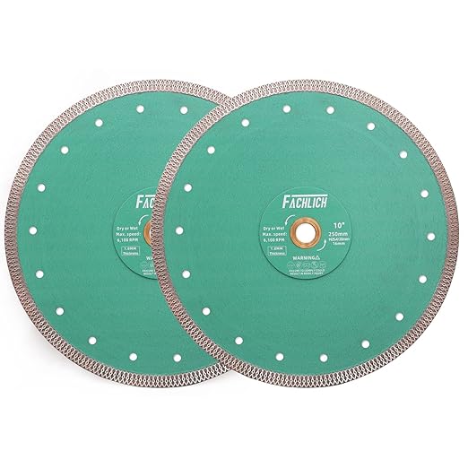 Diamond Porcelain Saw Blade,2pcs 10"/250MM Super Thin Dry Wet Cutting Disc with X Teeth Turbo Mesh Rim,for Ceramic Tile Porcelain Granite Marbles