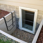 3-Rung Window Well Ladder Hooked, Heavy Duty Steel Egress Window Ladder, Basement Wall Mounted Ladder 34.2" Lx17.9 W, Black