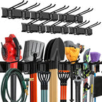 Garage Wall Organizer | 96" Heavy-Duty Tool Storage Rack | Adjustable Double-Layer Hooks | 600 lbs Capacity | Carbon Steel Wall Mount Holder for Shovels, Rakes, Ladders & Power Tools