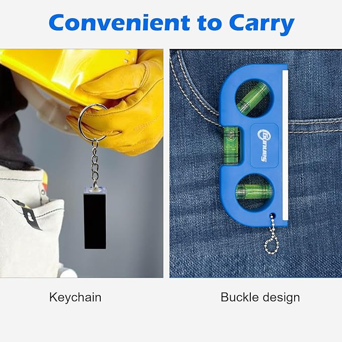 Sanung Magnetic Level Set, 2PCS Portable Bubble Torpedo + 2PCS Acrylic Spirit Levels with Keychain for Quick Attach, 45 90 180 Degree Measurement