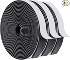 MAGZO Weather Stripping Door Seal, 3/4 Inch Wide X 1/8 Inch Thick Adhesive Foam Tape Soundproof Weatherstripping for Windows, 3 Rolls Total 50FT Black