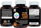 Clinical Daily Regular Cleanse Plus Natural Probiotic - Colon Cleanse & Gut Detox Supplement - Assists with Energy and Constipation Relief - Herbal Dietary Fiber Psyllium Husk Capsules - 180 Count
