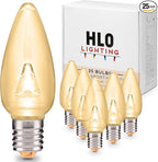 Holiday Lighting Outlet Smooth C9 Christmas Lights | Sun Warm White LED Bulbs for Indoor & Outdoor Christmas Decor | Set of 25