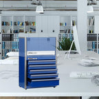 P.I.T. Mini Blue Tool Box, Portable 5-Drawer Micro Roll Cab Steel Stackable Tool Box with Liner, Blue Small Tool Case for Tools Storage and Organizers, Home DIY