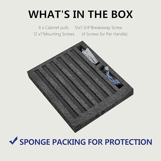 6 Pack 8-1/2 Inch Length|7-1/2 inch(192mm) Hole Center Matte Black Kitchen Cabinet Handles, Cabinet Pulls Kitchen Cabinet Hardware, Cupboard Pulls, Drawer Handles