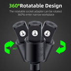 Right Angle Drill Adaptor,4-in-1 Impact Drill Bit Extension,360° Rotatable 1/4 3/8 1/2" Impact Grade Socket Adapter Set,105 Degree Angle Screwdriver Drill Bit for Household Workplace Industry