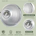 Macarrie 8 Pack Clamp Lamp Light with Aluminum Reflector, 6ft SPT-2 18awg Cord and Adjustable Stand Fixture, up to 150 Watt, E26 Socket, No Bulb(8.5 Inch)