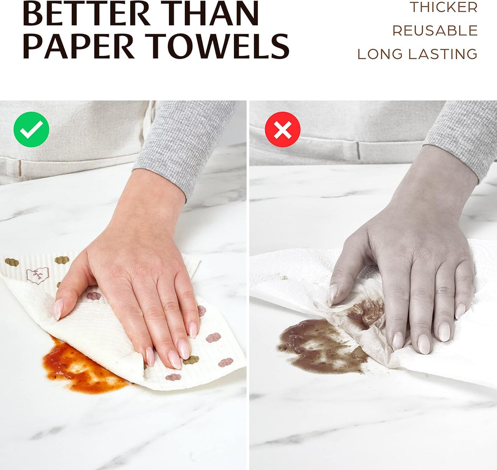 Swedish Dish Cloths for Kitchen - Reusable Dishcloths for Washing Dishes - Each Cellulose Dish Cloth Replaces 15 Rolls of Paper Towels and is More Absorbent Than a Sponge - Dishcloth Set of Six